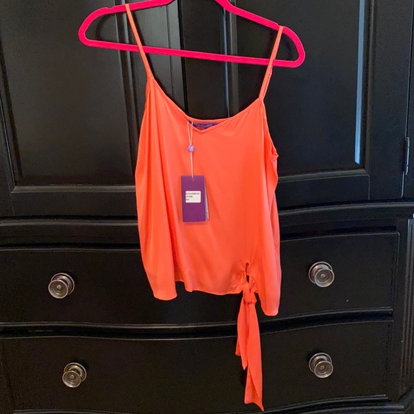 NWT coral silk side tie adjustable strap top - Picture 1 of 2